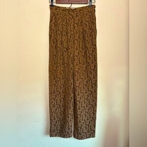 Vintage Giorgio Armani Le Collezioni Brown Lace High Waisted Wide Leg Pants 6